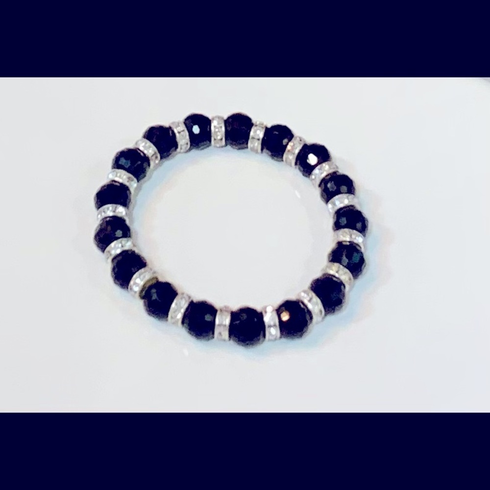 Black and silver tone sparkly bracelet